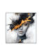 Marhome Black And White Half Face Of Woman With Golden Details Painting On Canvas 82x82cm