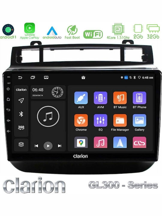 Clarion Car Audio System for Volkswagen Touareg 2011-2018 Bluetooth USB AUX WiFi GPS Apple CarPlay Android Auto with 9" Touch Screen