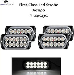 First-class Led Strobe Φαναράκι Όγκου Άσπρο 12led 12/24v 6000lm 4 Τεμάχια Tc-355