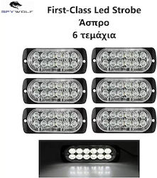 First-class Led Strobe Φαναράκι Όγκου Άσπρο 12led 12/24v 6000lm 6 Τεμάχια Tc-356
