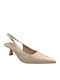 Heels in Patent Leather with Strap & Mid Heel Beige