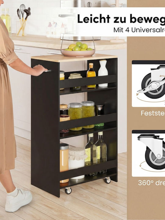 Costway Metallic Kitchen Trolley 3 Tiers Black ...