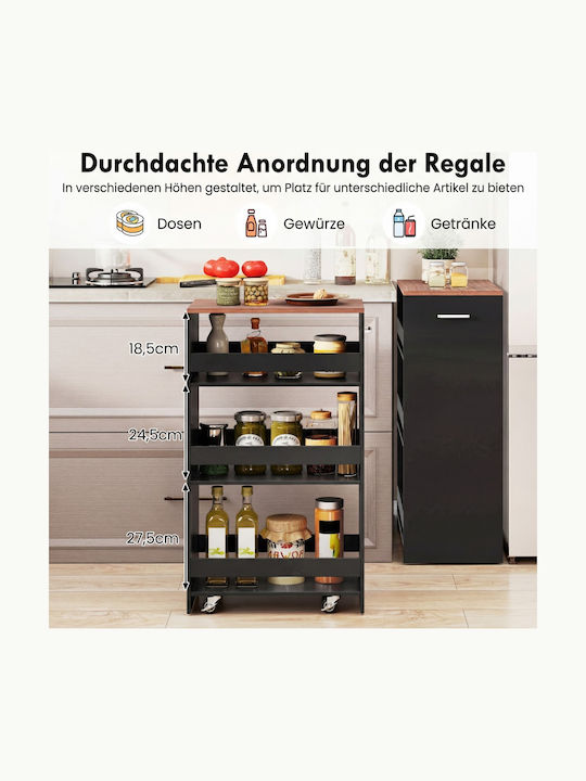 Costway Metallic Kitchen Trolley 3 Tiers Black 47.5x30x80.5cm