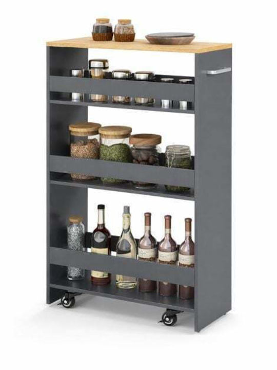 Costway Wooden Kitchen Trolley 3 Tiers Gray 47....