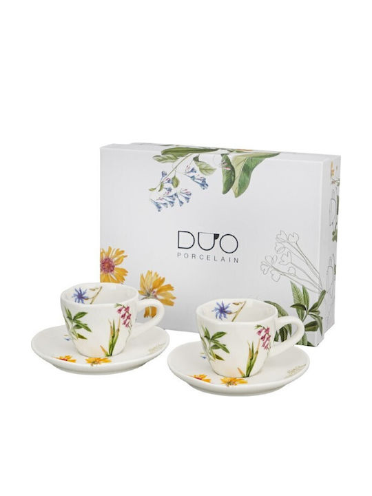 Colors Of Nature Set Espresso Cups Made Of White Porcelain 2 Pieces