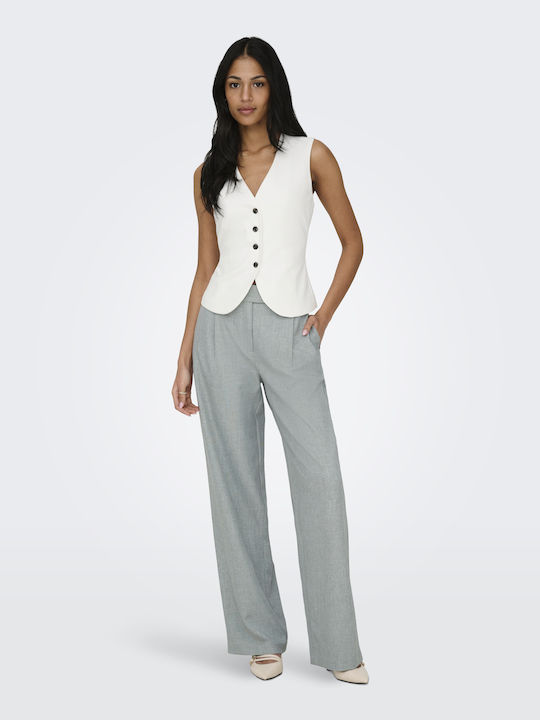 Only Women's High Rise Fabric Trousers Green