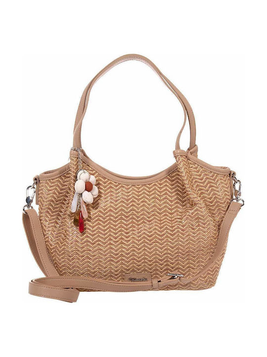 Rattanstasche Damen Schulter Tabak