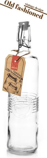 Raki Old Glass Water Bottle with Transparent Clip 750ml