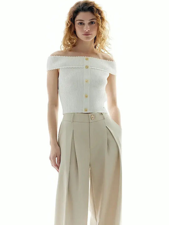 BSB Women's Summer Off-Shoulder Blouse Off-white