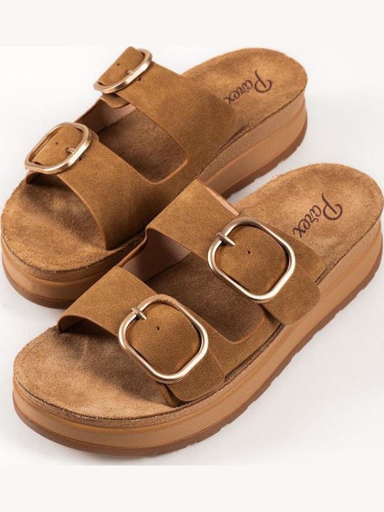 Parex Women's Flat Sandals Flatforms Tabac Brown