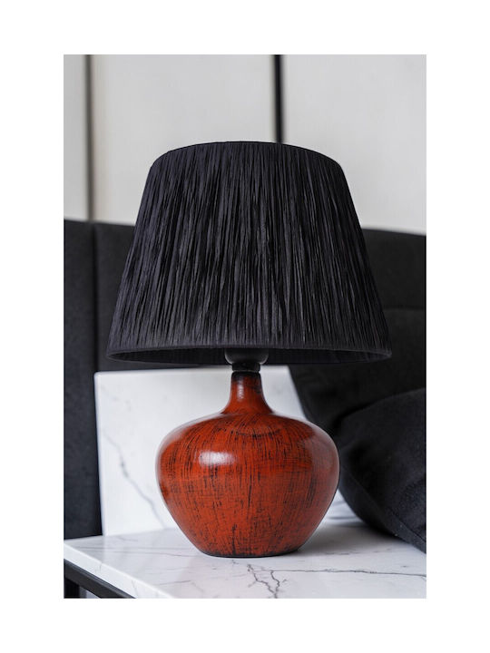 Ceramic Table Lamp Red Ceramic With Black Shade 30x40cm