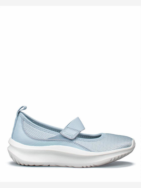 Jane Women's Ballerina Shoes With Strap In Light Blue Color