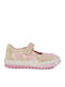 Kids Ballerinas with Adjustable Metal Clasp Fabric Gold