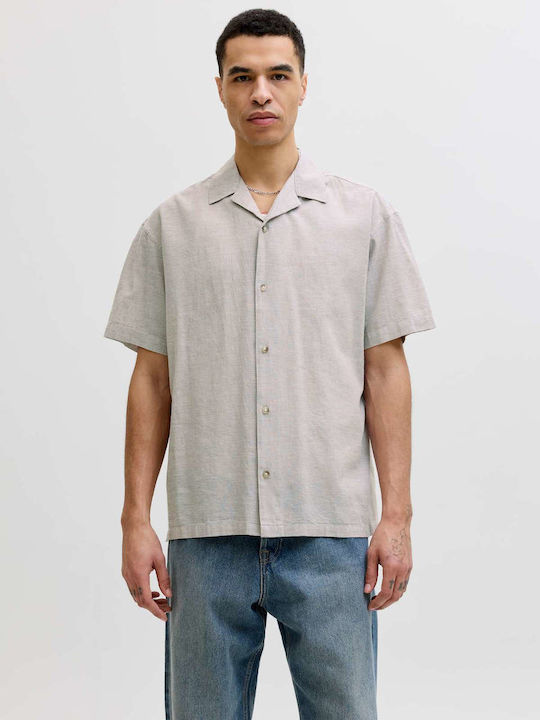 Jack & Jones Short Sleeve Linen Shirt In Wide L...
