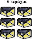 Set of 6 Wall Mounted Solar Lights Cold White 6500K with Motion Sensor and Photocell IP65