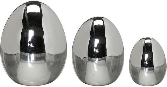 Decorative Easter Silver Dolomite Eggs Tessa Set 3 Pieces 7 X 9 6 X 8 4 X 6 Cm Hintsdeco
