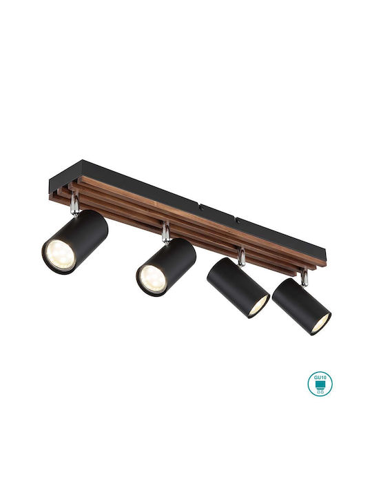 Globo Lighting Kayden Spot with 4 Lights and GU10 Lamp Adapter in Black Colour