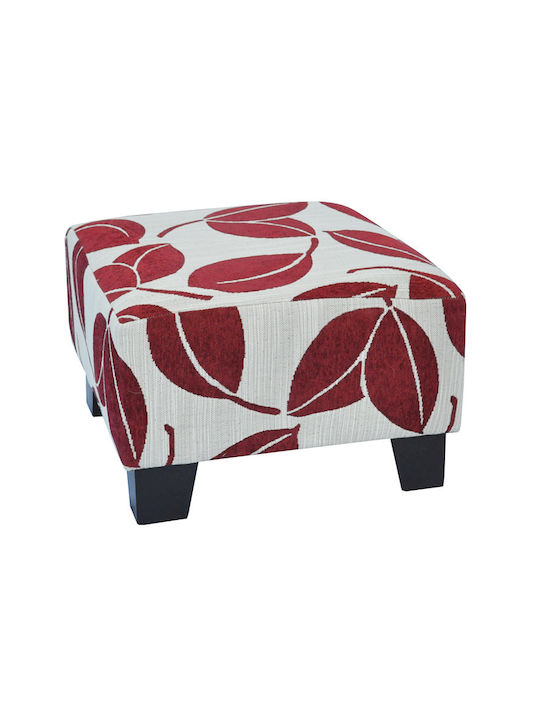 Hocker Für Das Wohnzimmer Mit Stoffbezug Rote-Perlgrau 41x41x30cm