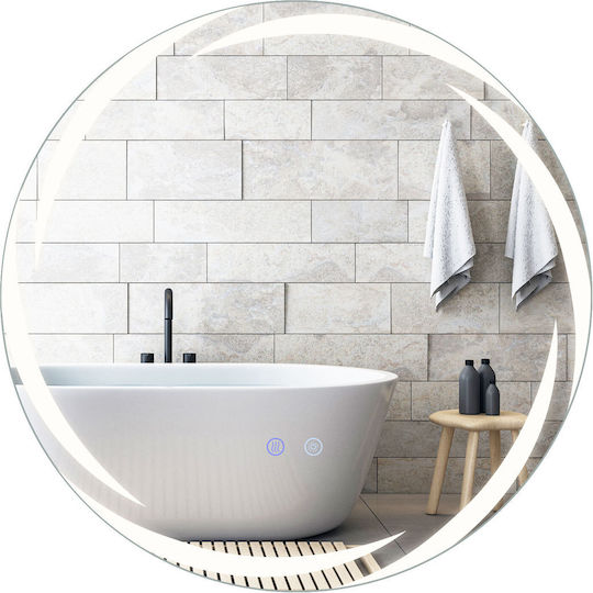 Costway Кръгло Огледало За Баня LED Touch От Метал 60x60cm Сребристо