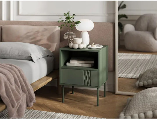 Bedside Tables Tresse Wooden Green 2 Pieces 44x40x53cm