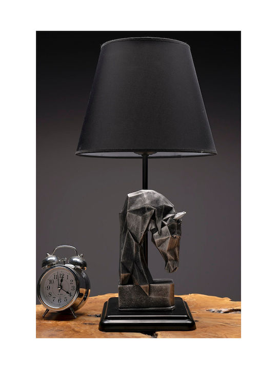 Table Lamp with Horse Figure Black Silver 24x50cm