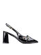 Pointed Toe Heels in Patent Leather with Stiletto Heel Black