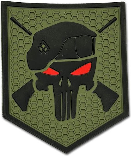 Commando Punisher Badge Rubber Survivors Khaki