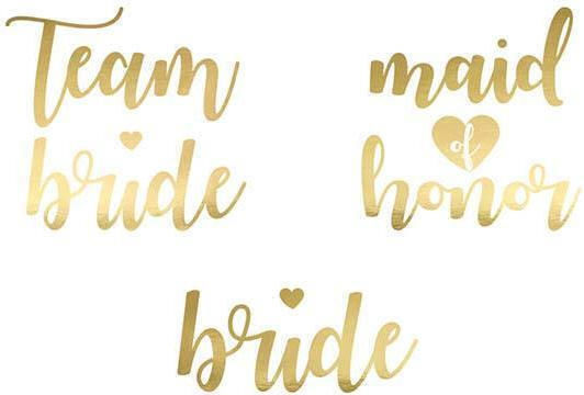 Temporary Tattoos Bachelorette Party 13 Pcs Gold