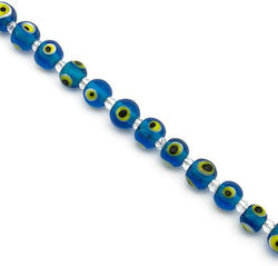 Glass Eye Round 10mm/~ø2mm 25pcs per Strand Transparent Blue