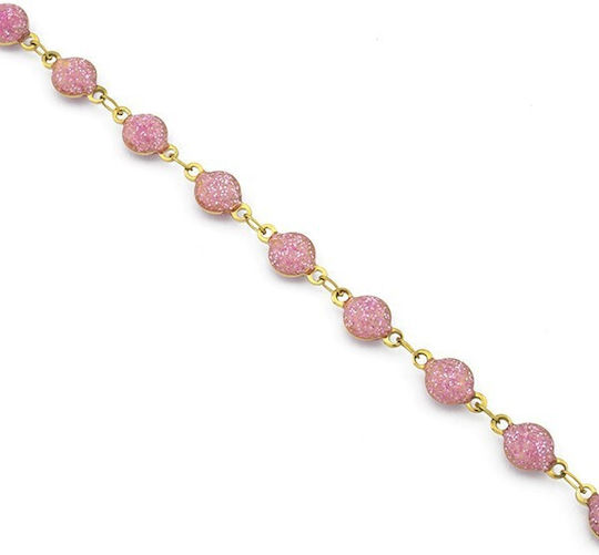 Steel Chain Double-Sided Enamel Glitter 6mm Pink