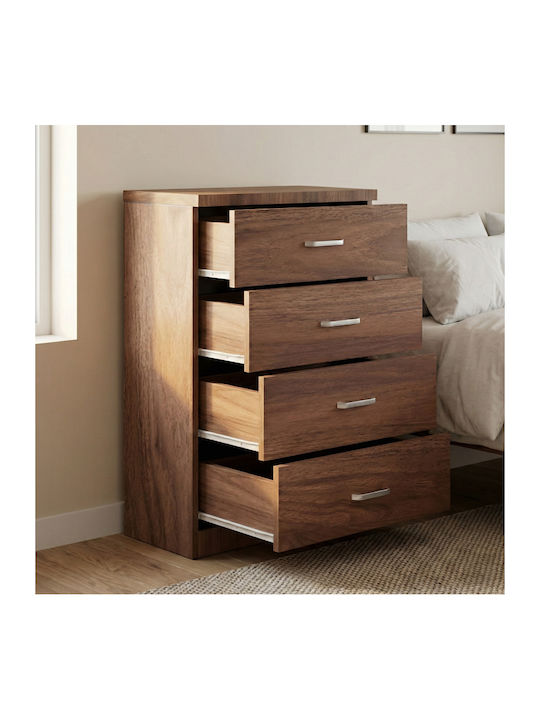 Wooden Bedroom Chest of Drawers Killian with 4 Drawers Walnut 80x40x80cm