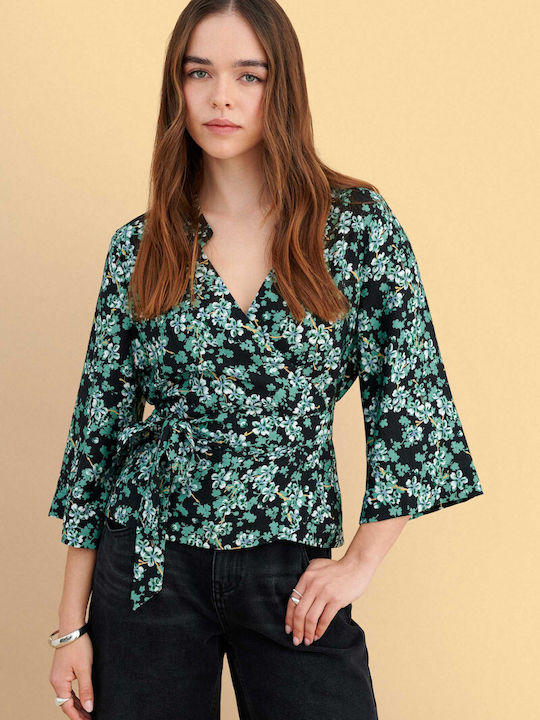 Women's Blouse Floral Green