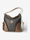 Women's Backpack Shoulder Bag Made of Artificial Leather Black and Nude