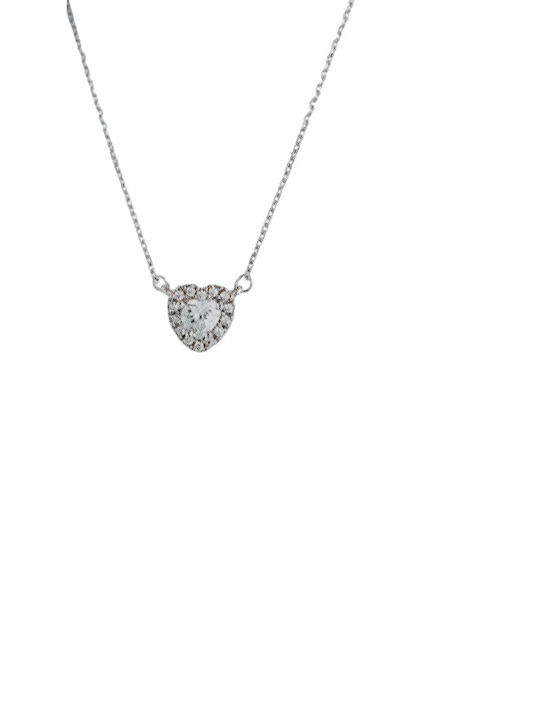 14K Gold Necklace Heart Shape Zircon Weight 1.90gr
