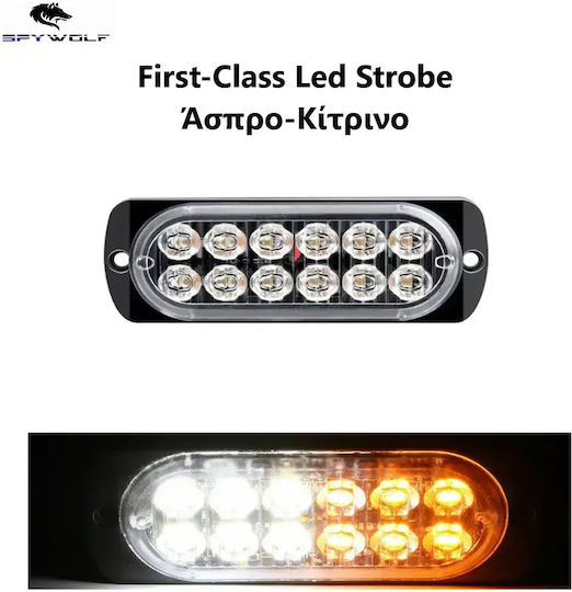 First-Class Led Stroboscop Lumini De Volum Alb-Galben 12led 12/24v 6000lm Tc-359