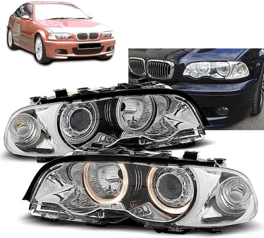 Angel Eye Front Lights Bmw Series 3 E46 Coupe 1998-2001 Chrome