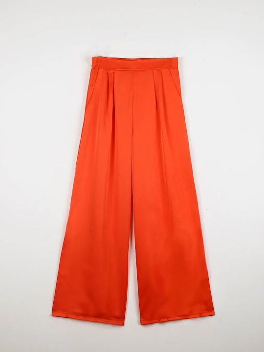Rock Club Women's Satin Trousers Coral