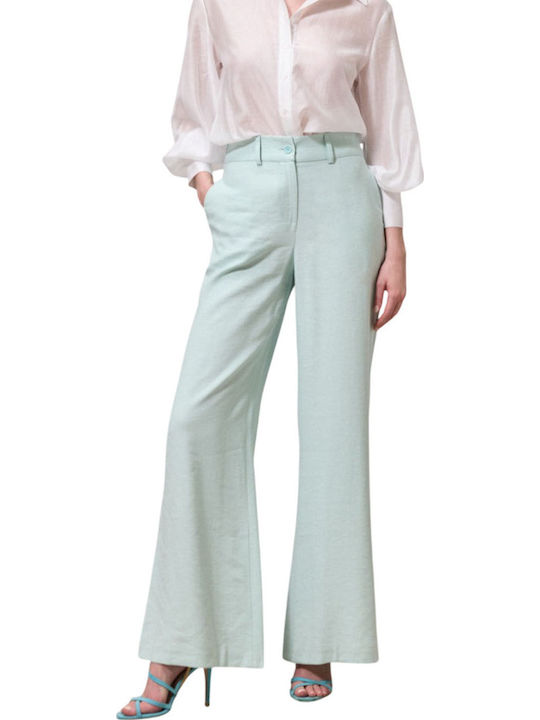 Enzzo Pantaloni Largi Dama În Fit Regular Verde...