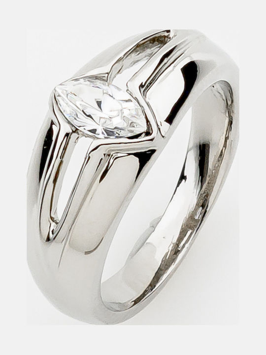 Women's Ring with Diamond & Zircon Made of Steel