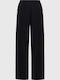 Damen Hochbund Pantaloona mit Gummiband in Breit Bein Stil Schwarz FBL013-129-02-Schwarz