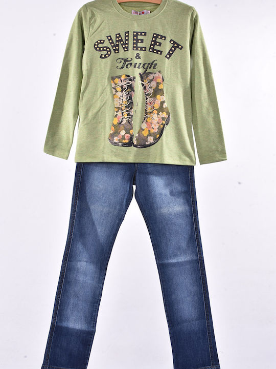 Kids Clothing Set with Pants Summer 2 Pieces Khaki-Jeans
