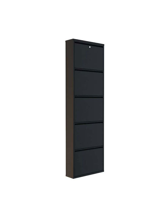 Locking Black Metal Shoe Cabinet With Tilting S...