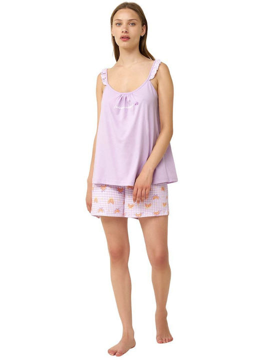 Vamp Καλοκαιρινό Βαμβακερό Babydoll Λιλά