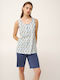 Vamp Summer Women's Pajama Set Cotton Blue Crown