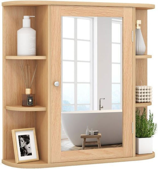 Costway JV10446NA Огледало Touch от MDF с Полица и Шкаф 66x16.5cm
