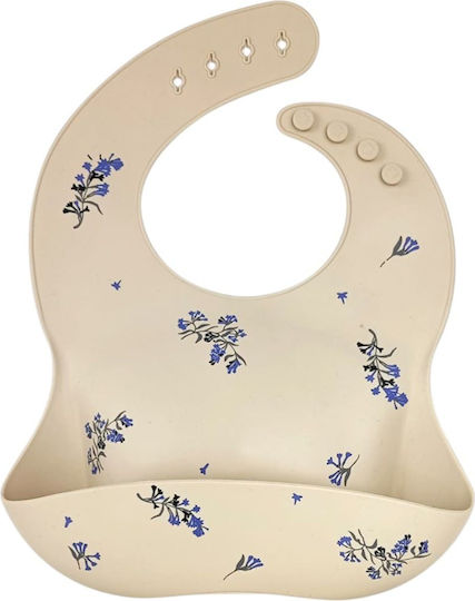 Queen Mother Waterproof Silicone Bib with Pocket Beigie for 6 m+