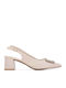 Spitze Zehe Pumps mit Mittlerem Absatz Beigen