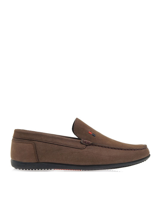 JK London Δερμάτινα Ανδρικά Loafers σε Καφέ Χρώμα