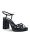 Damen Sandalen Schwarz Leder