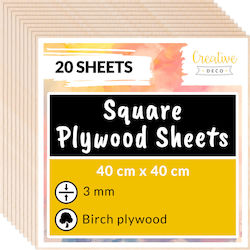Creative Deco 20 X 40x40cm Plywood Square 3mm 4...